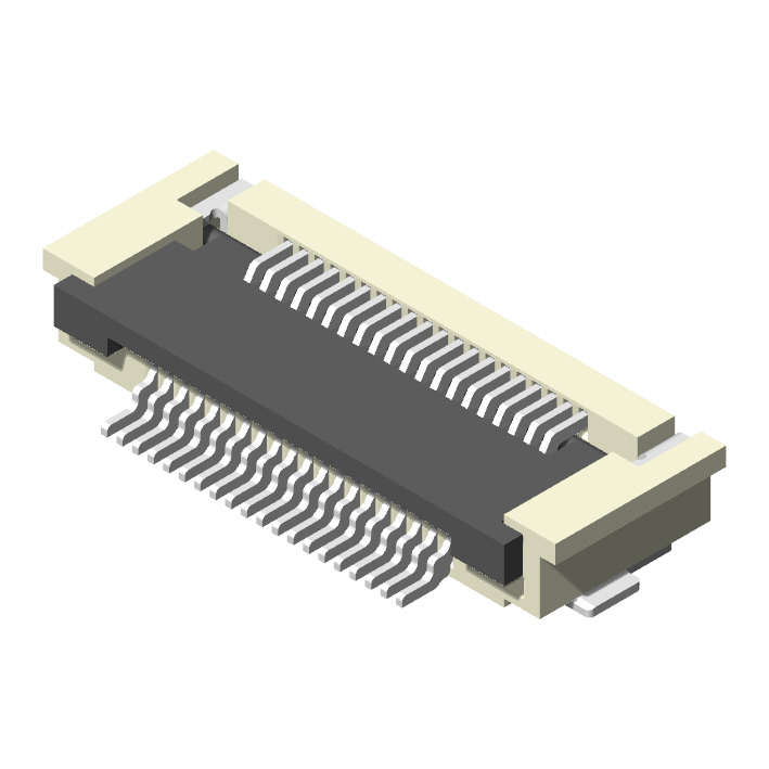 0.5mm FPC, H=2.7mm, R/A SMT, ZIF, Back Flip