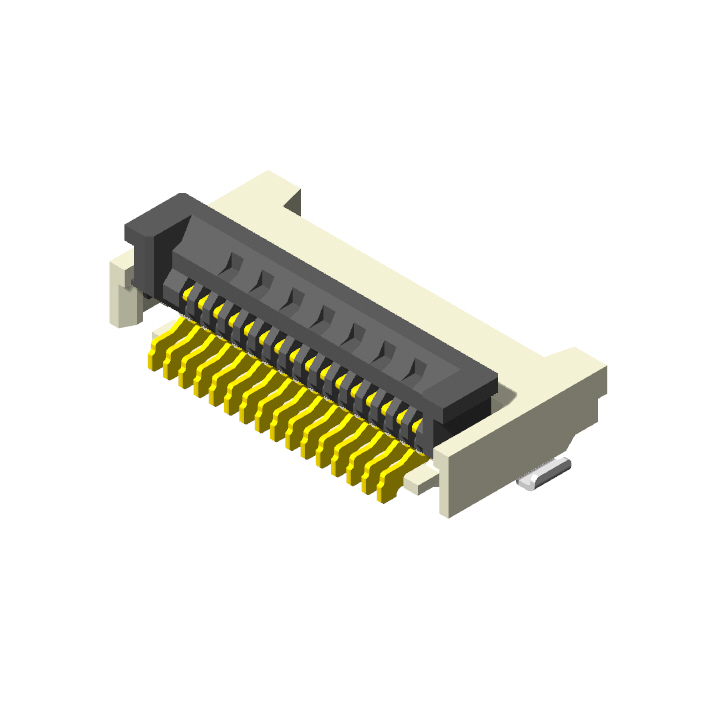 0.5mm FPC, H=2.0mm, R/A SMT, ZIF, Back Flip