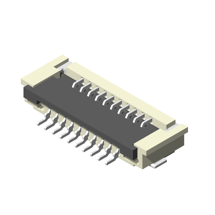 1.0mm FPC, H=2.7mm, R/A SMT, ZIF, Back Flip