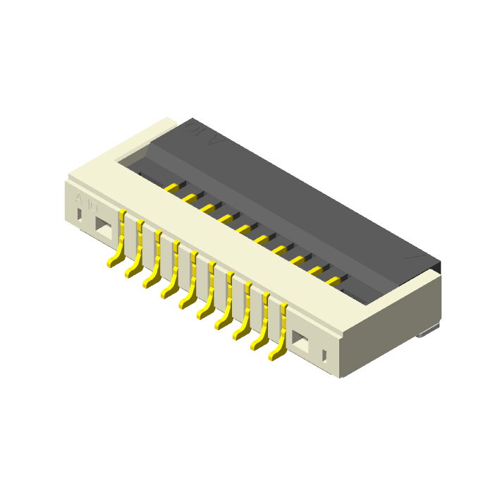 1.0mm FPC, H=2.5mm, R/A SMT, ZIF, Flip