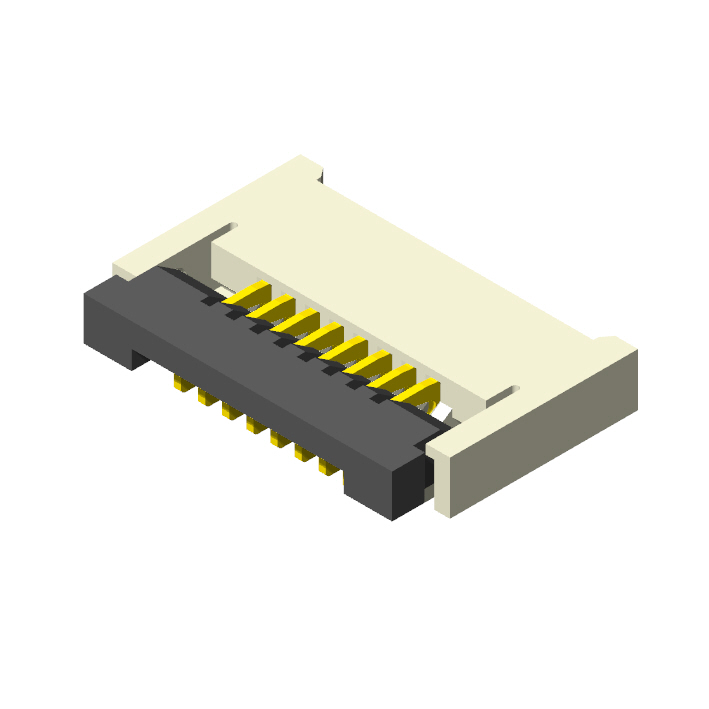 0.5mm FPC, H=1.2mm, R/A SMT, ZIF, Back Flip