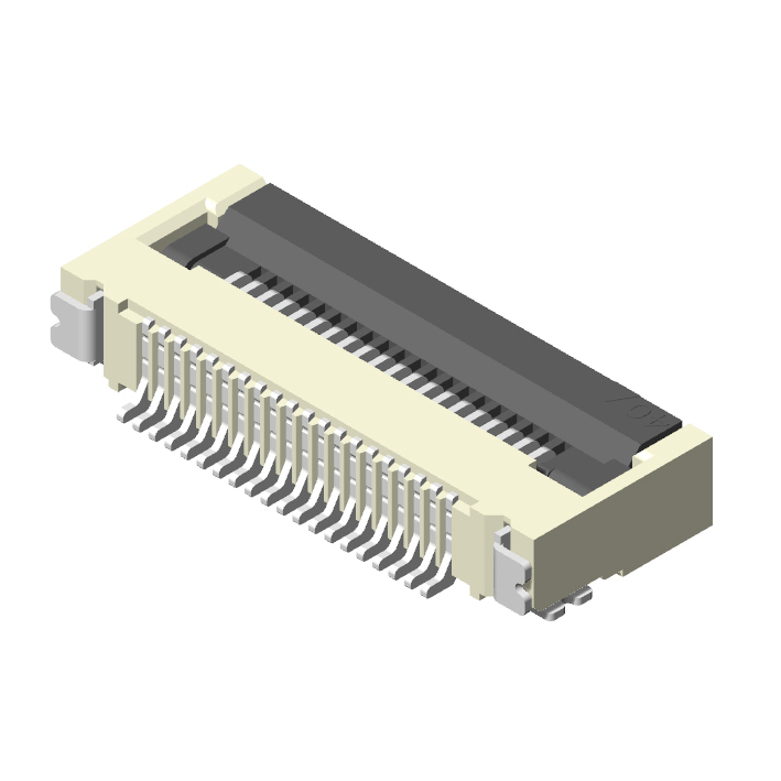 0.5mm FPC, H=2.4mm, R/A SMT, ZIF, Flip