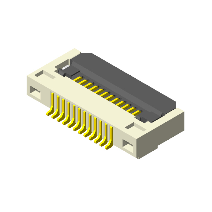 0.5mm FPC, H=1.75mm, R/A SMT, ZIF, Flip