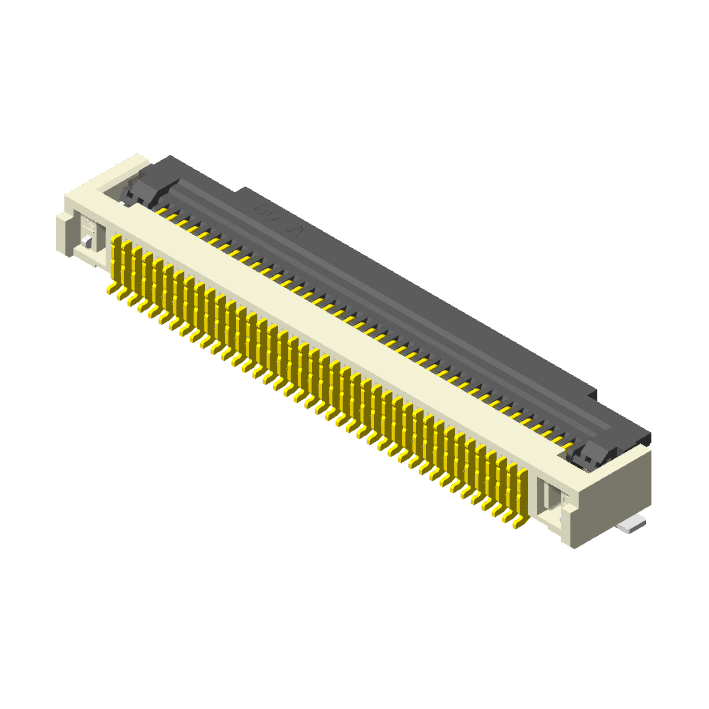 0.5mm FPC, H=2.5mm, R/A SMT, ZIF, Flip