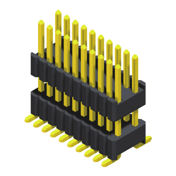 SQ=0.46mm 2 Rows H=1.7/2.5mm SMT Type, Stacked			