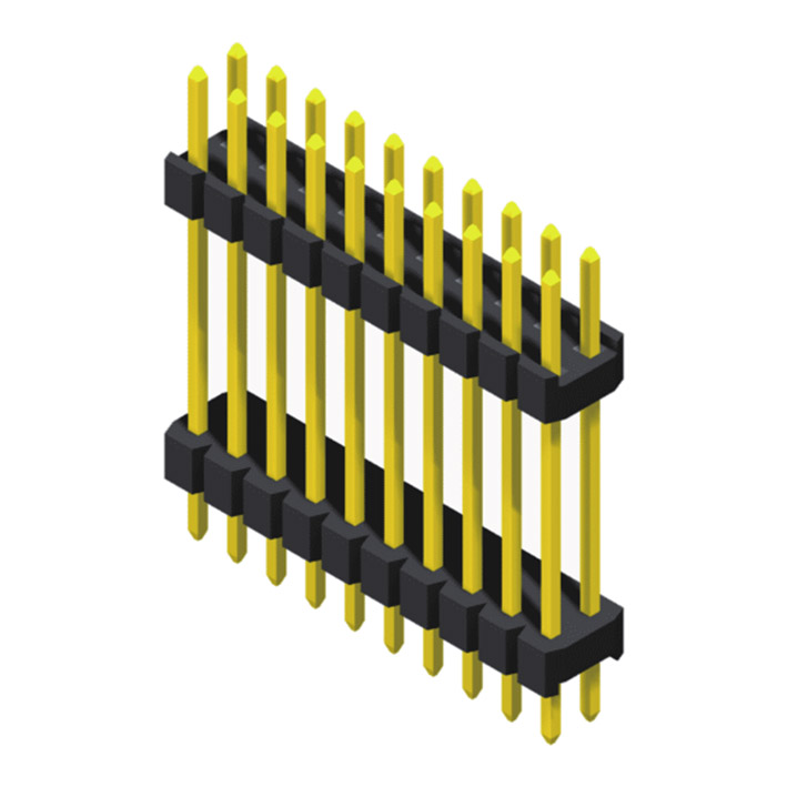 2 Rows H=1.5/2.0mm Straight Type, Stacked			