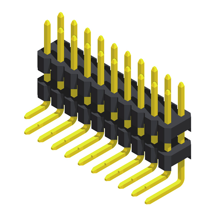 2 Rows H=2.5mm R/A Type, Stacked, Type A			